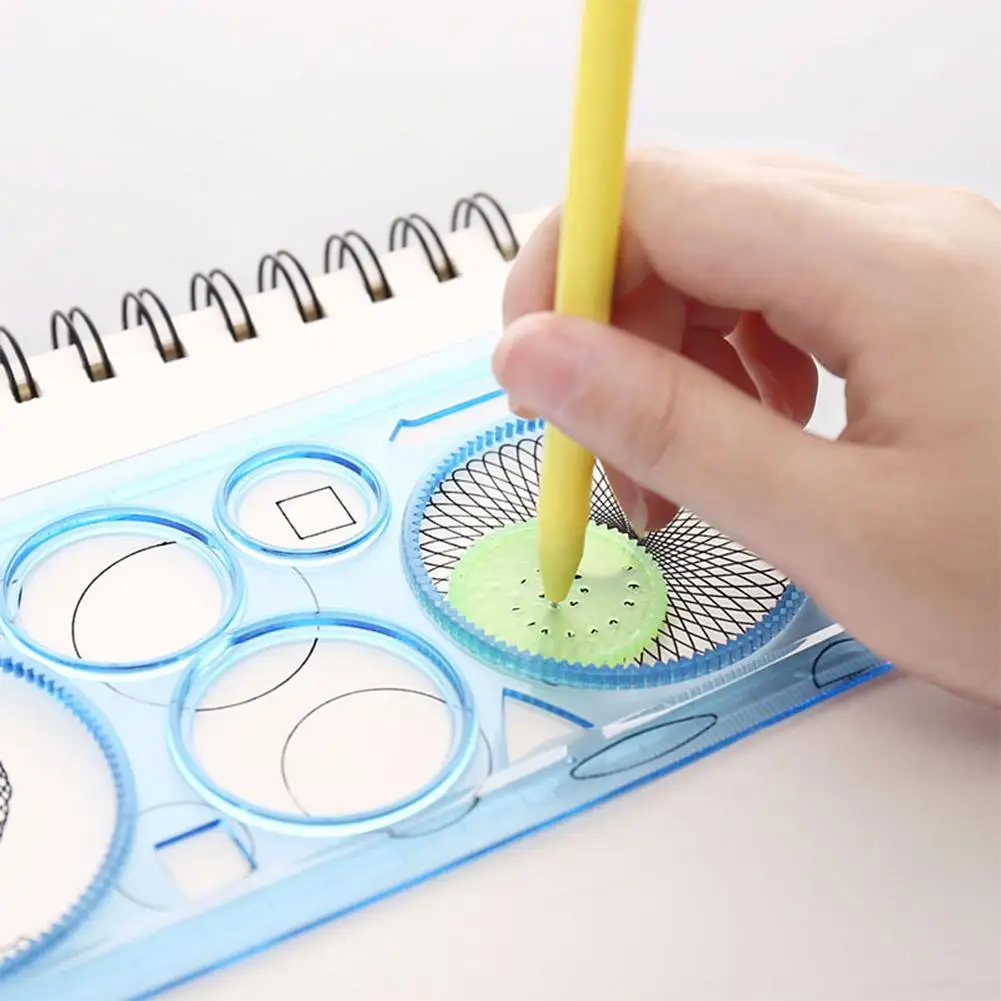 

Kids Painting Multifunction Puzzle Spirograph Geometric Ruler Drafting Tools for Drawing School Stationery Random Color