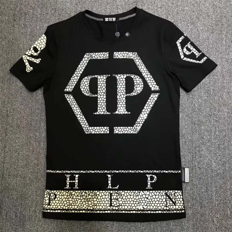 

Rhinestone Qp Philipp Plein-Brand 2021 Tops Punk Style Men Skulls T Shirt PP Casual Round Neck T-shirt Top Tees Men's Clothing