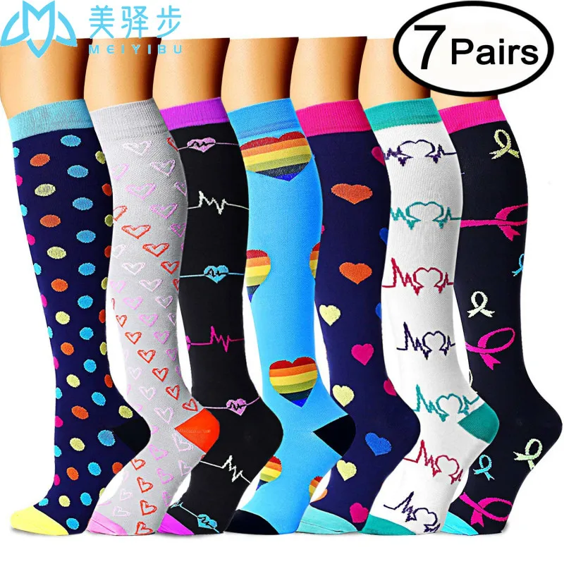 4/6/7/8 Pairs Compression Socks15-20 Mmhg Is BEST Graduated Athletic Medical for Men Women Nurse Running Flight Travels