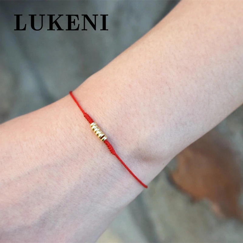 

18k Gold Ladies Bracelet Flat Bead Red String Bracelet Hand-woven Red String Holiday Exquisite Gift Charm Gold Bracelet Anklet