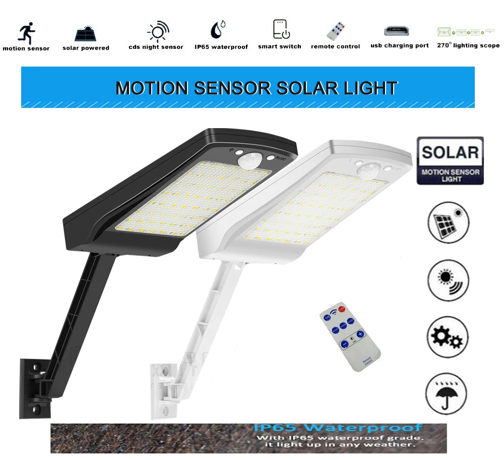 

56 LED solar Garden light Outdoor street Spot Light Motion Sensor Security Solar remote control Lamps spot light