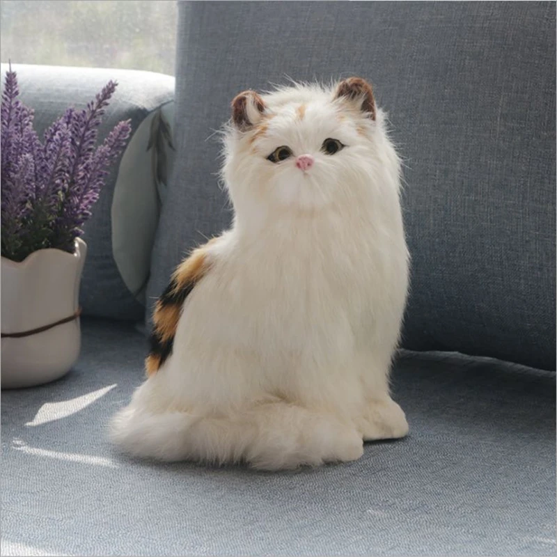 Моделирование кошка игрушка животных мини котенок МОДЕЛЬ мех ремесла украшения дома настольные украшения подарок 20x12 см DY80061
