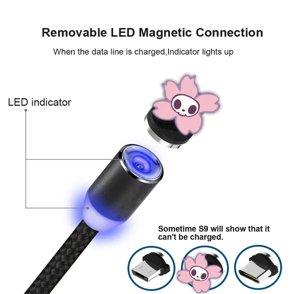 1 м Магнитный кабель Micro USB Type C для быстрой зарядки Type-C магнитное зарядное