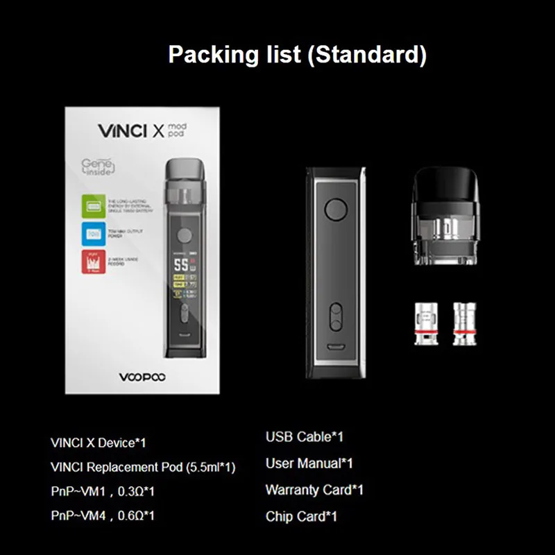 Оригинальный 70 Вт VOOPOO VINCI X Pod набор с питанием от одной батареи 18650 Двойная Катушка