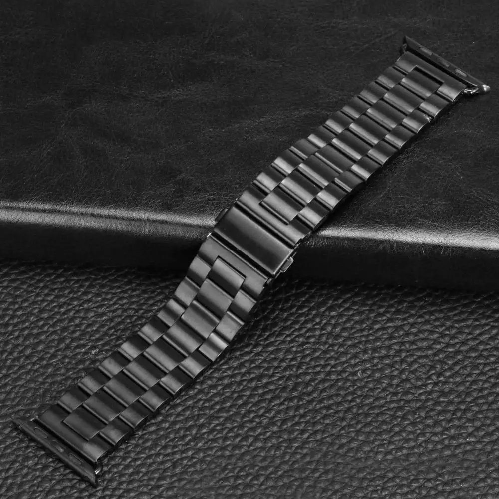 Черный ремешок для часов 38 мм 42 из нержавеющей стали|Ремешки часов| |