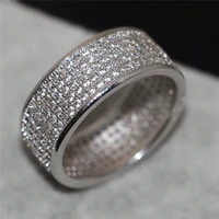 exquisite full pave silver color ring women luxury white glass filled glass filled engagement rings brides wedding gift