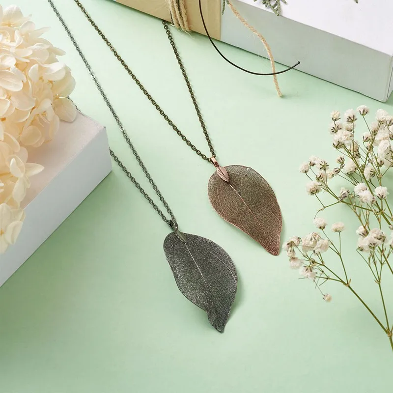 

20pcs/box Natural Leaf Big Pendants Charms for Jewelry Making DIY Bracelet Necklace Handmade Craft Supplies