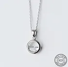 Женское минималистичное ожерелье с кулоном, круглый кулон с кристаллом из настоящего серебра 925 пробы, вечерние аксессуары