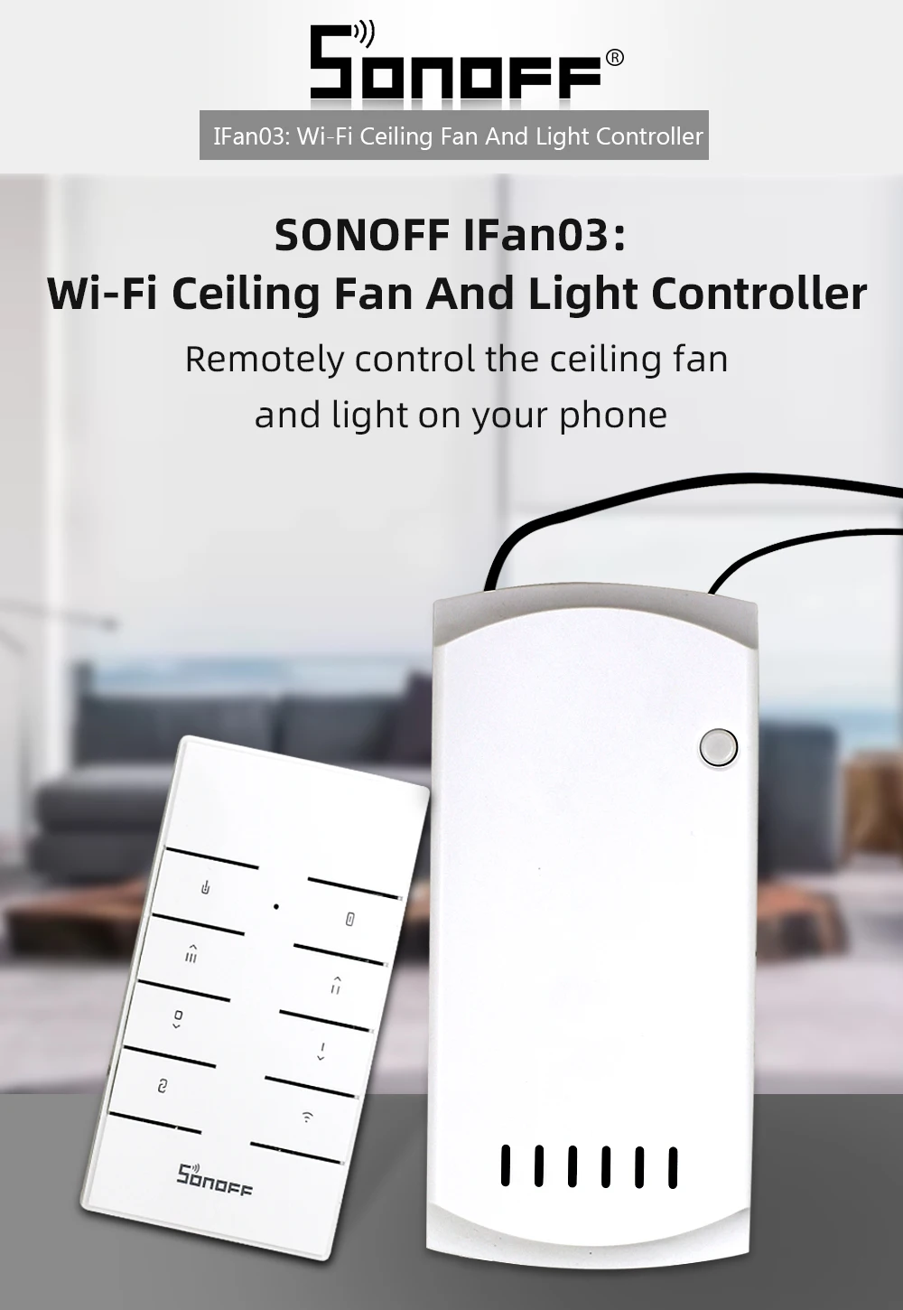 SONOFF IFAN03/RM433, пульт дистанционного управления, 433 МГц, Wifi, потолочный вентилятор, светильник, регулятор скорости, умный переключатель, Поддержка Google Home Alexa