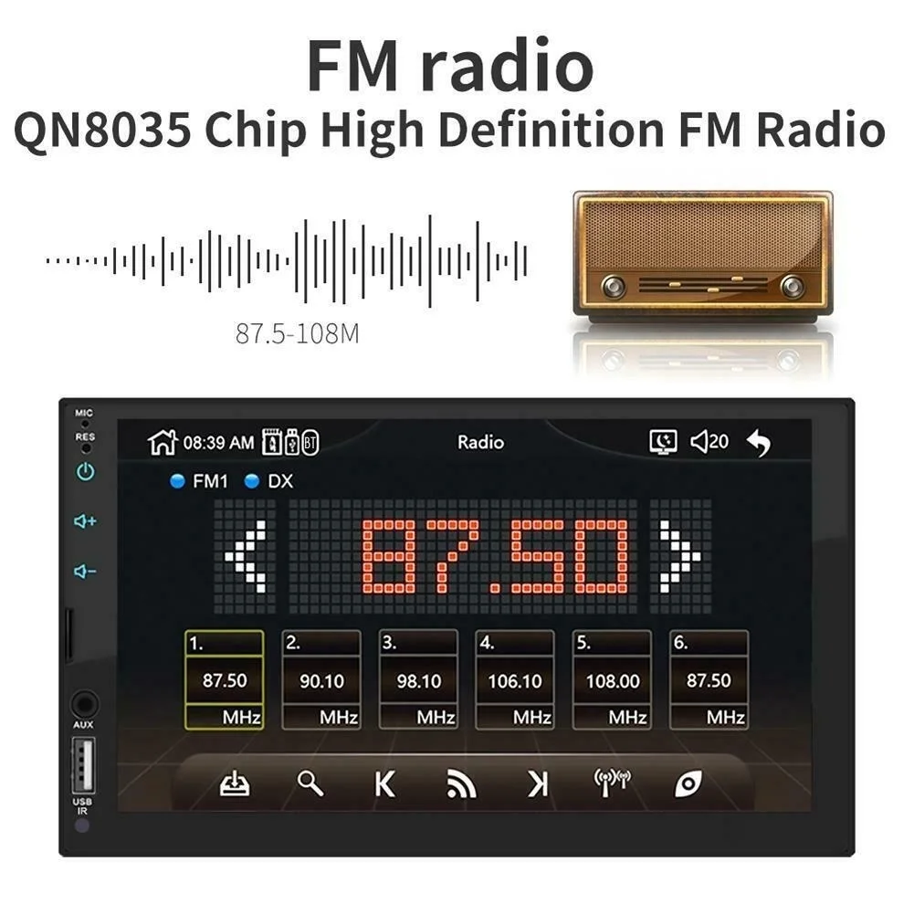 Автомагнитола Mirror Link 2 din 7 дюймовый емкостный сенсорный экран MP5 SD/FM/USB/AUX/Bluetooth