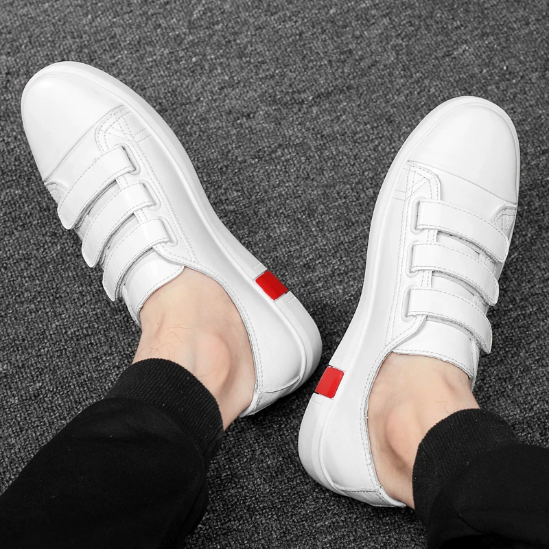 

2019 new fashion men's shoes casual genuine leather male flats sneakers white & black shoe man platform shoes for men size 37-47