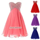 Angelsbridep короткие шифоновые платья для Бала выпускников 2021 Милая Бисер Vestidos De Festa Junior Выпускной официальная Вечеринка платья