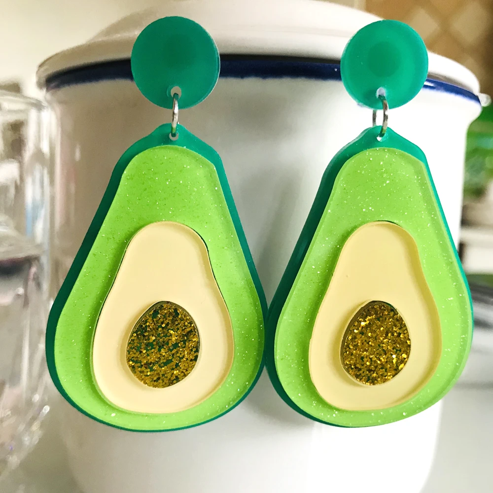 

New Arrival Fashion Green Avocado Drop Earrings Exaggerated Big Fruit Avocado Drop Earrings Cool Punk Jewelry Accessaries Women