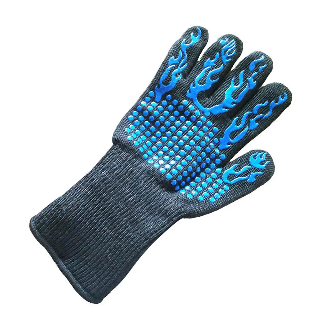 

1pcs BBQ Flame Retardant Fire Barbecue Microwave Supplies Temperature Resistance 800 Degrees Insulation Silicone Cotton Gloves