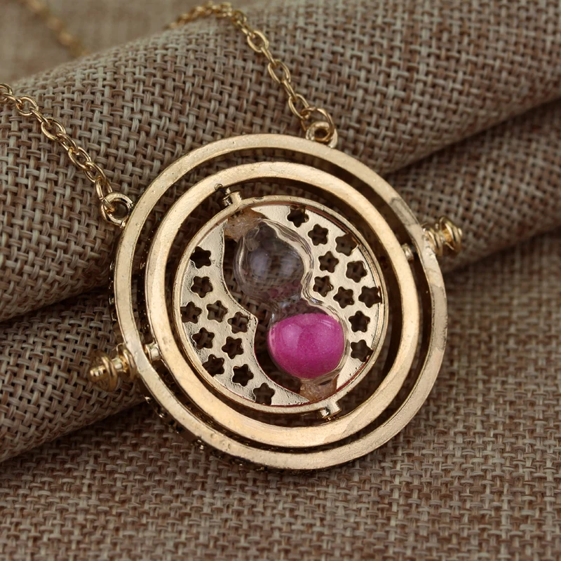 Hot Selling Time Turner Necklace Hourglass Pendant Long Chain Jewelry Fashion Enamel Alloy Toy Trinket Party Cosplay Accessory |