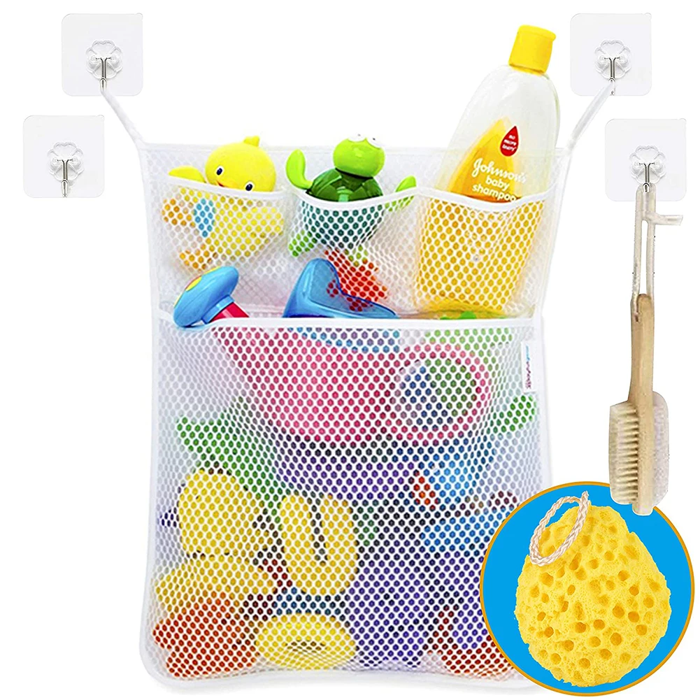 New Baby Bathroom Mesh Bag Sucker Design For Bath Toys Kids Basket Cartoon Animal Shapes Cloth Sand Toys Storage Net Bag