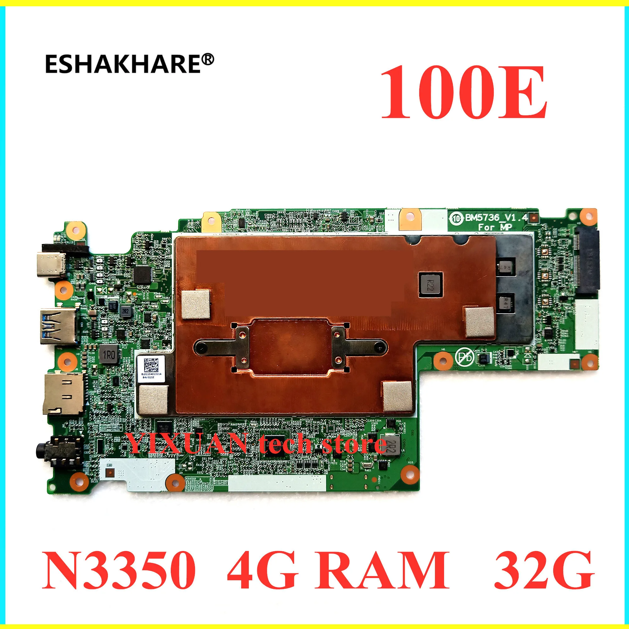 Материнская плата ESHAKHARE 5B20R07042 для 100e Chromebook CPU N3350 RAM 4G 32G EMMC UMANOK Системные платы 100%