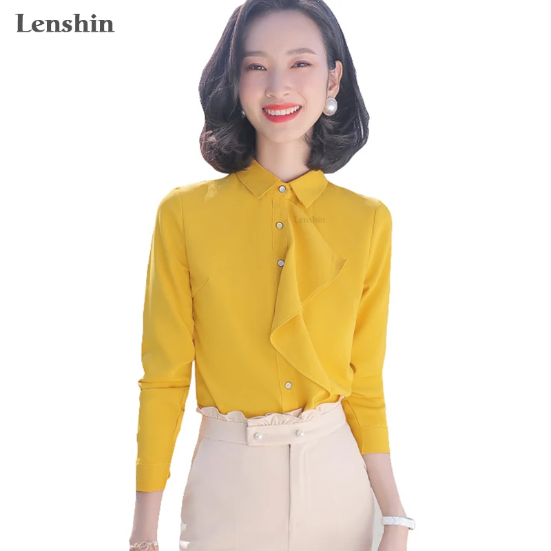 Новый тканевый высококачественный гладкий и мягкий рубашка Lenshin с оборками для