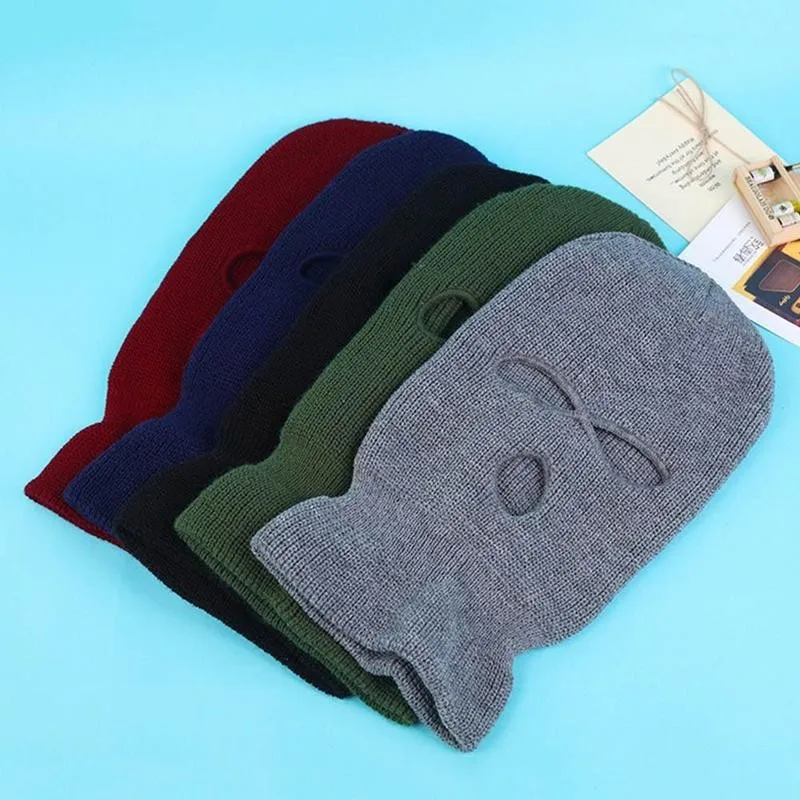 

Unisex Winter Warm 3 Hole Ski Mask Balaclava Knitted Hat Beanie Cap Outdoor Cycling Tactical Military Full Face Mask