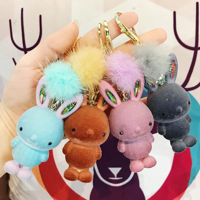 Fashion Cute Long-eared Rabbit Key Chain for Women Cartoon Animals Bag Pendant b Keychain Accessories Gifts | Украшения и