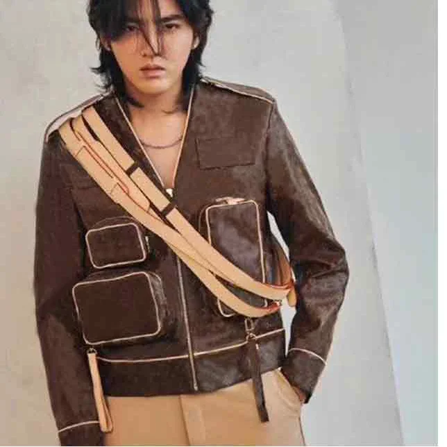 

Motorcycle Genuine Leather Jacket Men Handsome Trendy Pure Cowhide Leather Coat