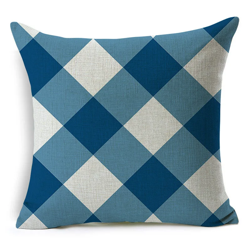 Новая простая синяя наволочка с геометрическим рисунком диван квадратная