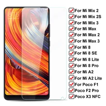 9H Tempered Glass For Xiaomi Mi Mix 2S Max 2 3 Screen Protector Glas For Mi 8 SE Lite Poco X3 NFC F1 F2 Pro Protective Film Case