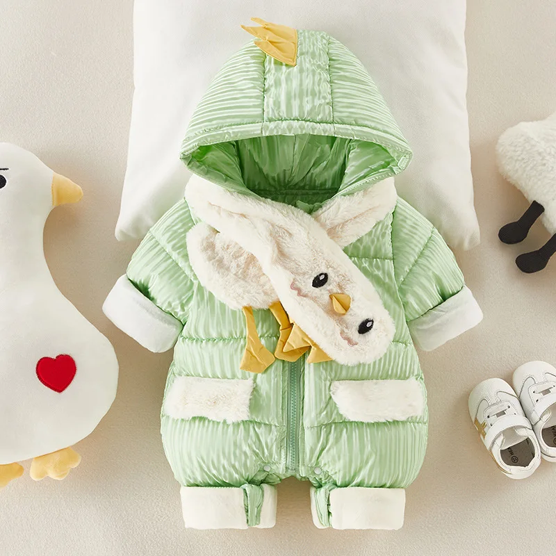 

New Born Baby Winter Clothes Toddle Jumpsuit Hooded Inside Fleece Girl Boy Clothes Autumn Overalls Children Outerwear