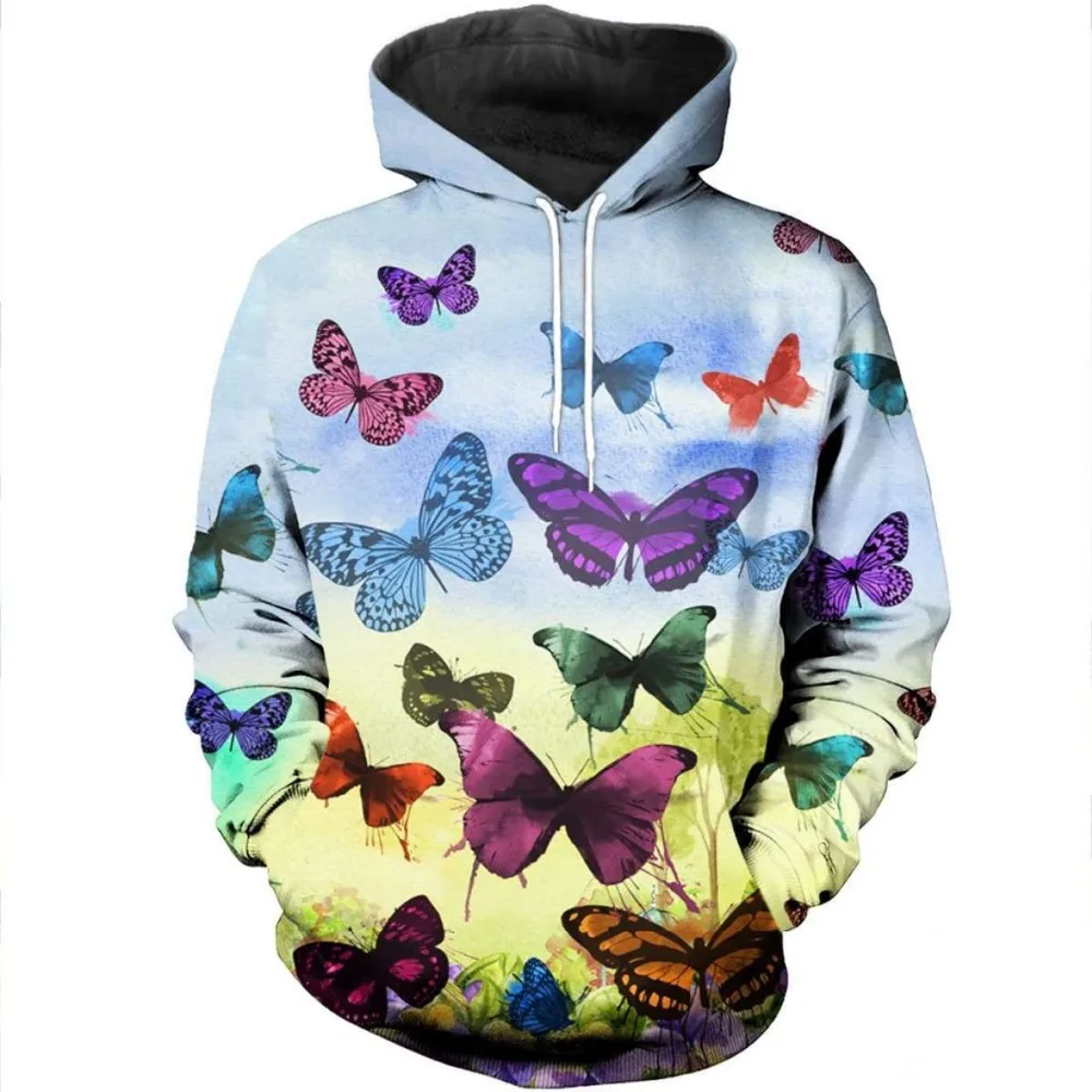 

2020 Men 3D Sweatshirts/T shirt Colorful Butterfly Hoodie Printed Fashion Jumpers Pullovers Streetwear Tracksuit Tops Hoody