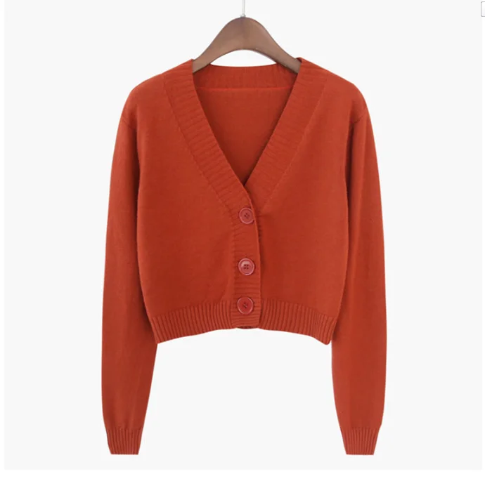 

Autumn Cardigan Women's Winter 2020 Long Sleeve Button Knitted Sweater Hollow V-neck Sweater Cardigan