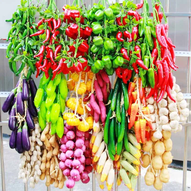 Artificial Simulation Food Vegetables Fake Chili Pepper Fruits Grapes Photography Props For Home Decoration Christmas Wall Decor