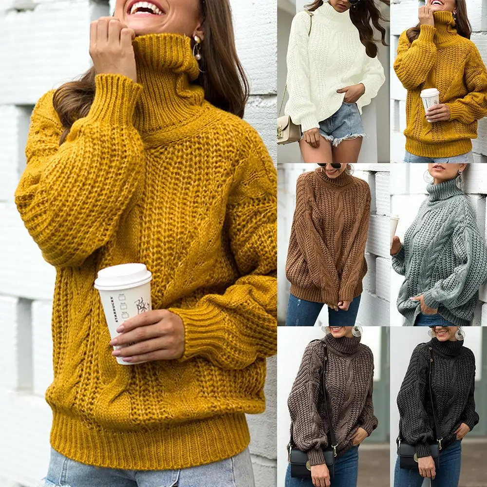 2019 Autumn Winter Short Sweater Women Knitted Turtleneck Pullovers Casual Soft Jumper Fashion Long Sleeve Pull Femme | Женская одежда