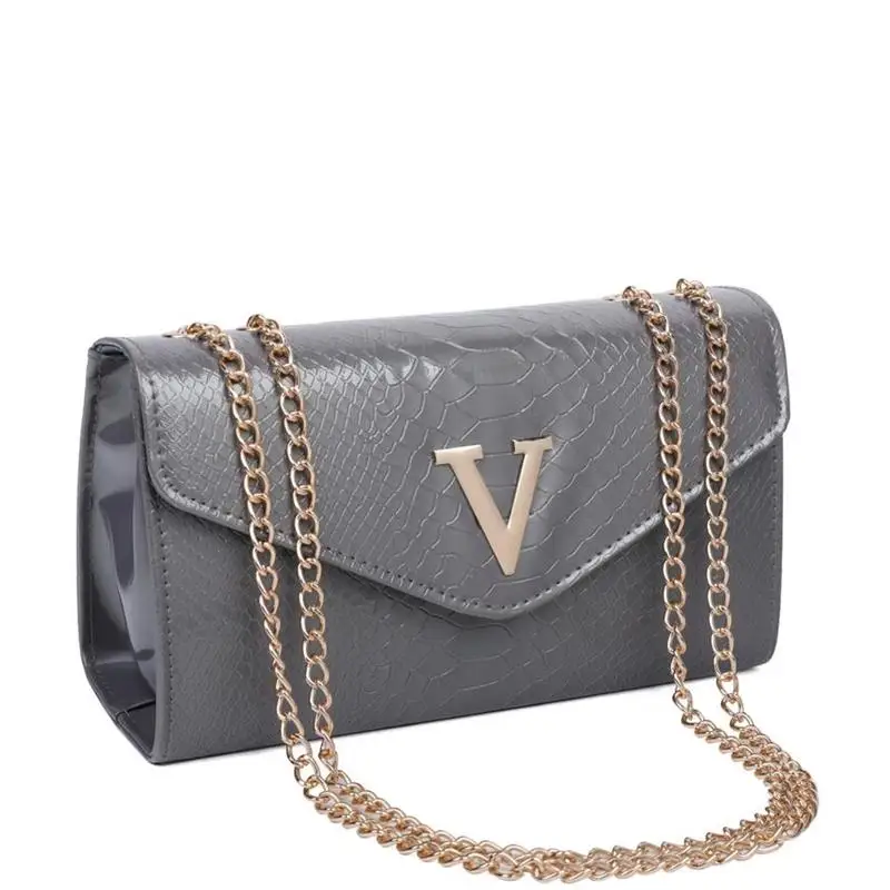 small gray Сумки из крокодиловой кожи, женская сумка высокого качества, женские сумки через плечо, испанская брендовая сумка на плечо с цепочкой, женская сумка Bolsos - Цвет: small gray