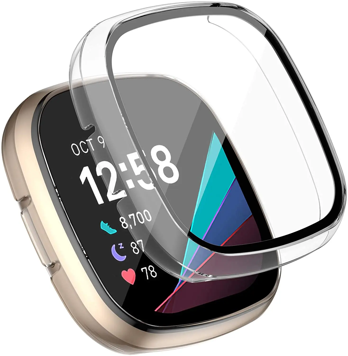 

[6 Pack]Tenbit Screen Protector Case for Fitbit Sense/Versa 3, Hard PC with Tempered Glass Screen Protector Bumper Cover