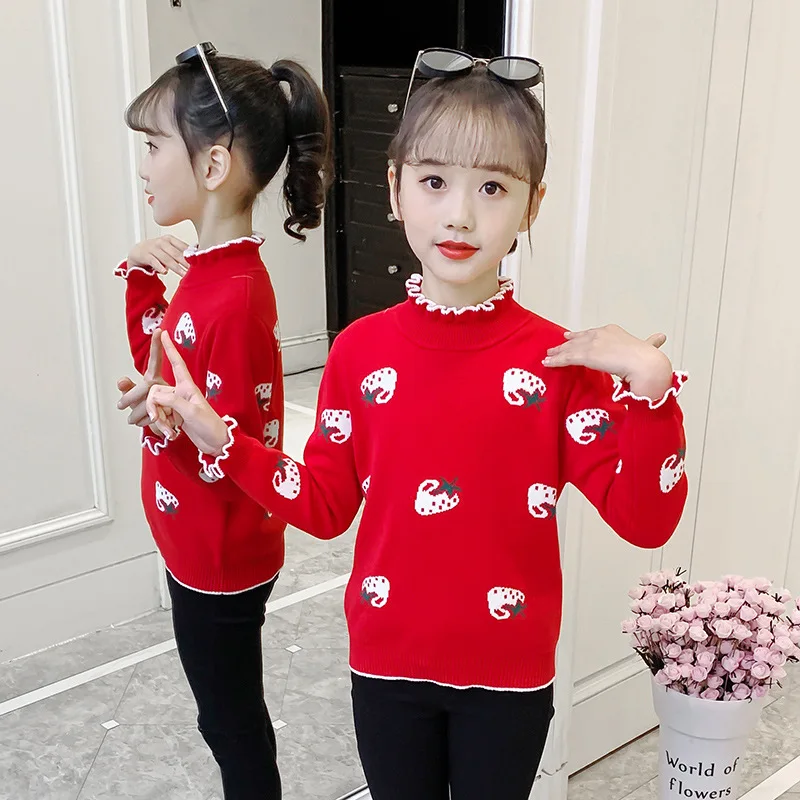 

Girls Sweater Baby's Coat Outwear 2021 Princess Thicken Warm Winter Autumn Knitting Scoop Jacket Formal School Children's Clothi