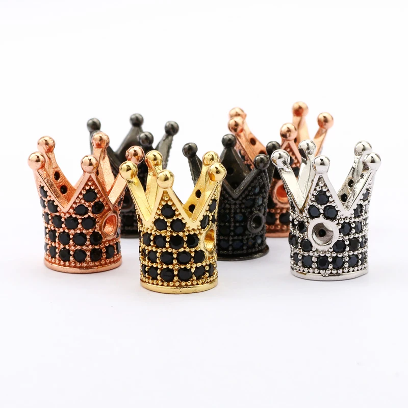 2 шт. латунные бусины с микро-инкрустацией цирконием корона CZ разделительные для