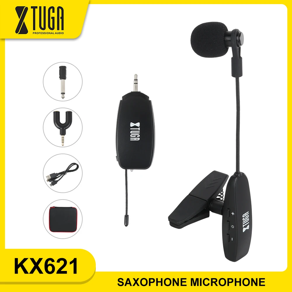 XTUGA KX621 саксофон UHF беспроводной инструмент микрофон конденсаторный клипса