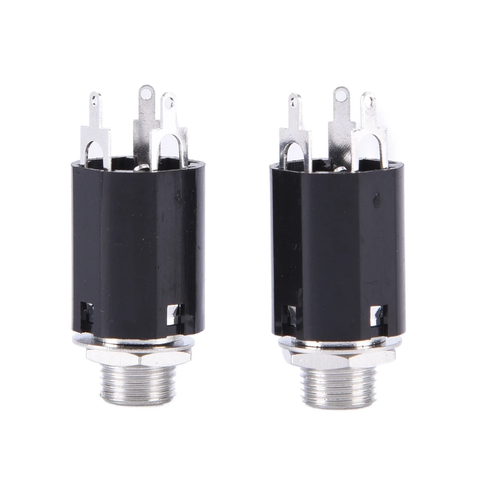 

2 Pcs Black 6.35 MM Guitar Endpin Jack 6.35 Input For Any Guitar EQ Pickup Output
