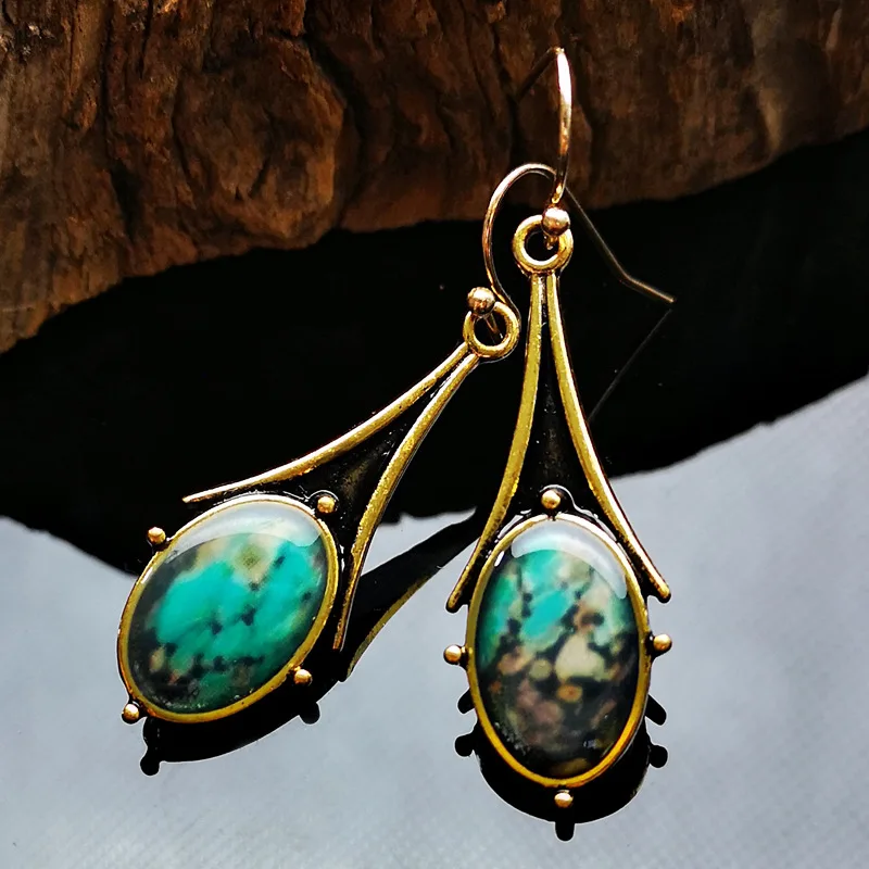 D328 earrings Элегантные винтажные Разноцветные длинные серьги для женщин ювелирные изделия аксессуары из смолы ушной крючок Бохо капли воды огненные серьги O3D332 - Окраска металла: D328 earrings