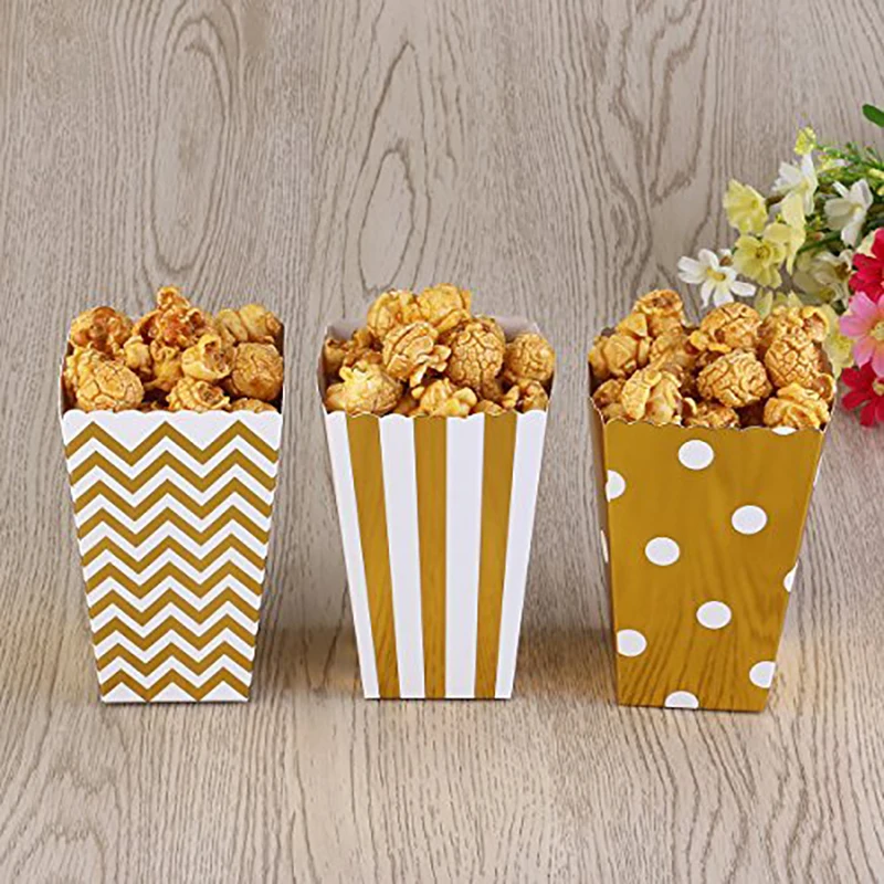 6 шт./лот бронзового цвета в полоску узор горошек ведро для попкорна поп корна