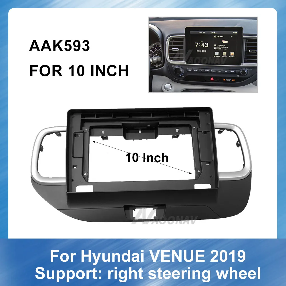 

10 Inch Car Radio Facia Panel for HYUNDAI VENUE 2019 (Right Wheel) Fascia Dash Kit Install Console Panel Plate Trim Adapter