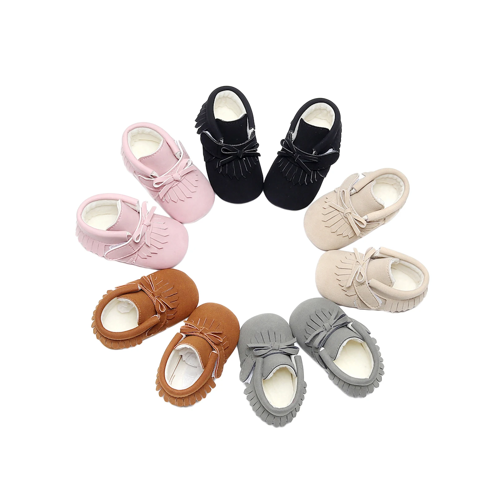 

Newborn Baby Soft Sole Booties with Bow-Knot Warm PU Leather First Walkers Anti-Slip Shoes for Winter