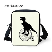 advocator teenager kids cute crossbody bag dinosaur riding a bicycle pattern casual messenger bags women handbag boys tote
