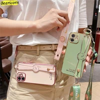 luxury plating wrist strap phone case for xiaomi poco x3 m3 redmi note 7 8t 10 9s pro max crossbody shoulder strap soft cover