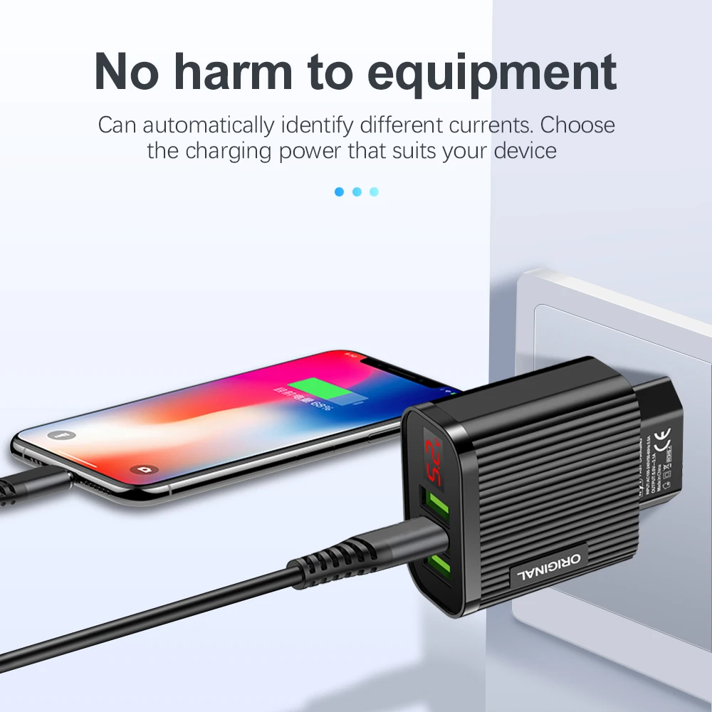 AIXXCO 5V 3.1A LED USB зарядное устройство для iPhone смартфона с 3 портами Быстрая зарядка