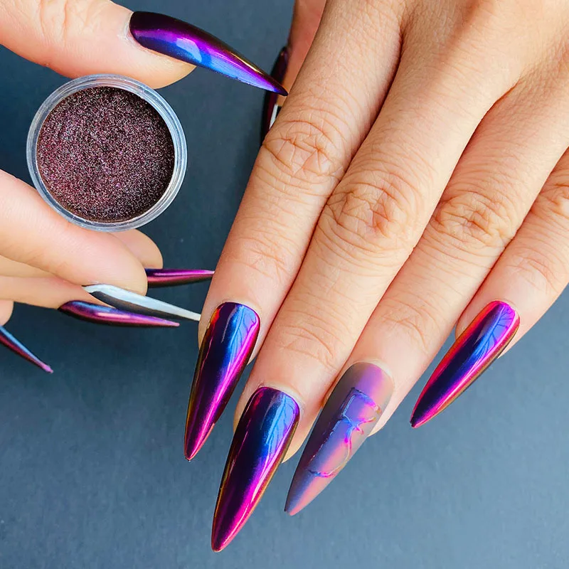 

Black Red Crystal Pigment Chrome Mirror Powder Nails Glitter Magic Effect for Gel Nail Polish Manicure Decoration
