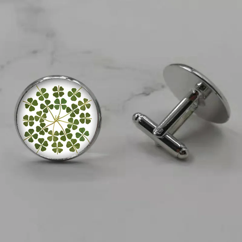 Ирландский Luck жених Свадебные манжеты Клевер ретро запонки рубашка бренд