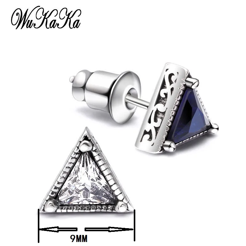Wukaka модные треугольные мужские серьги с кристаллами для мальчиков 2020 ювелирные