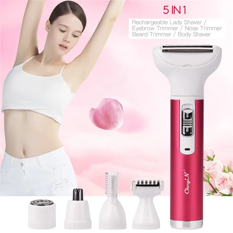 

CkeyiN 5 in 1 Women Hair Removal Shaver Set Multifunction Wireless Epilator Female Shaving Eyebrow Nose Electric Trimmer Razor