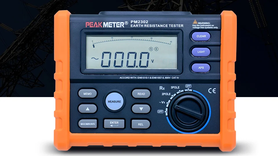 

Topsale Portable 4K Ohm Earth Volt 200V Digital Earth Resistance Meter